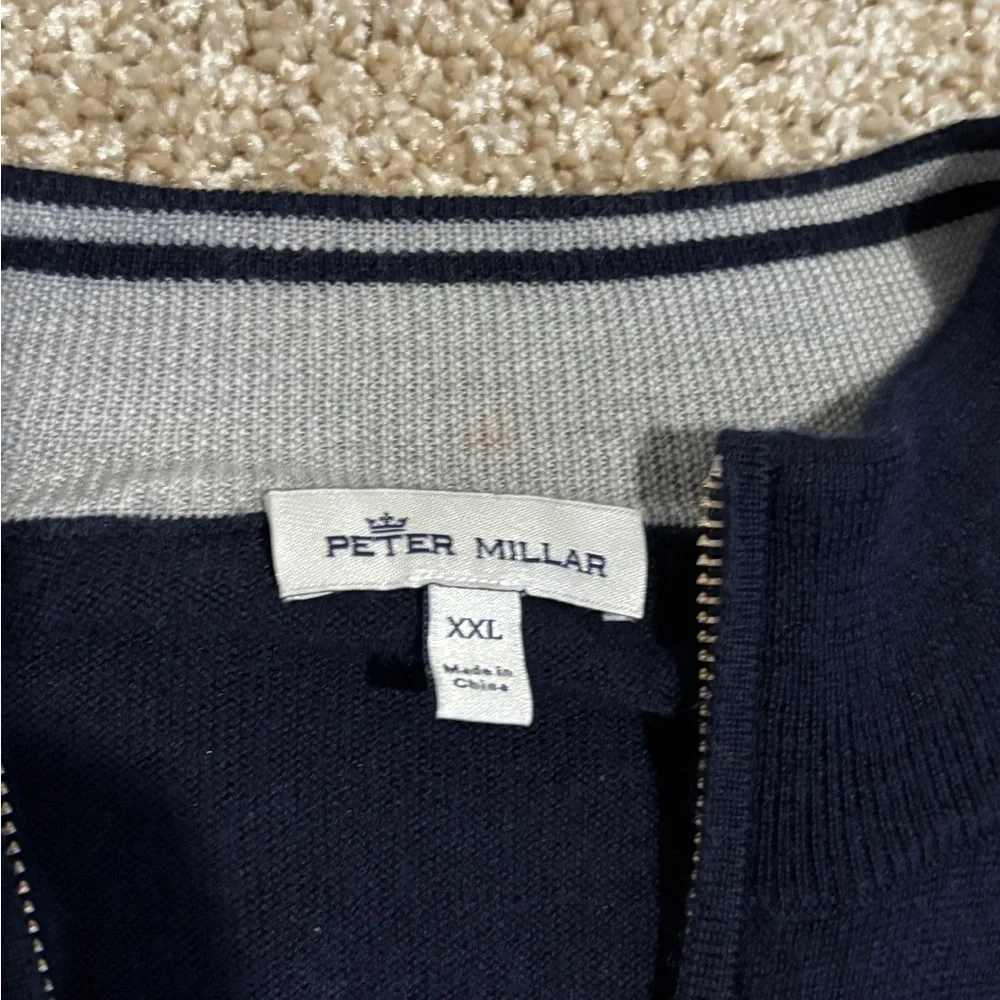 Peter Millar Navy Golf Zip Up Long Sleeve sz XXL